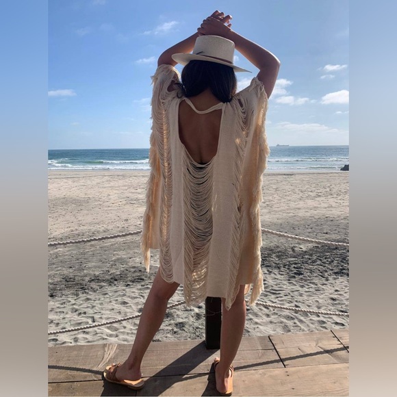 swimsuit cover up handmade in Tulum Maxi Beach Cover Up boho thrifts + threads - Picture 1 of 7